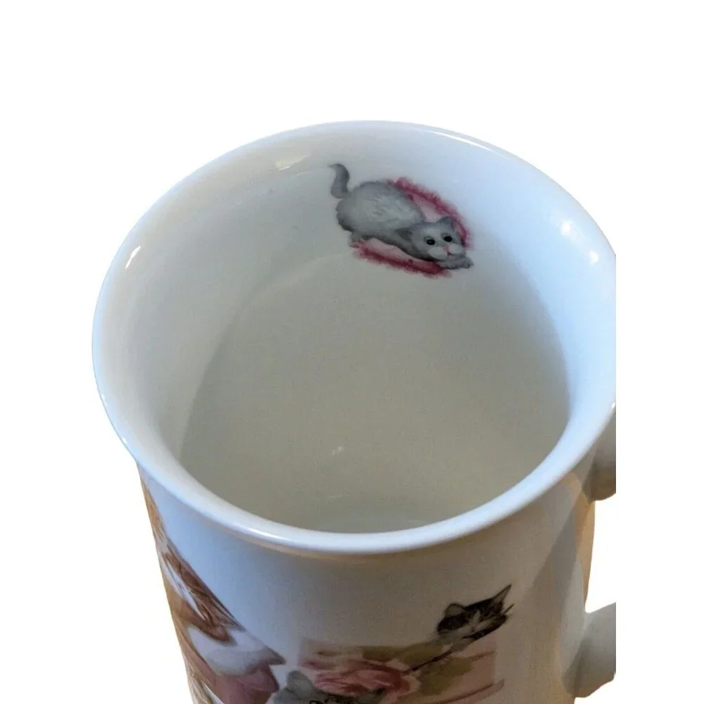 Summer River Cats Mug Cup On Couch Lounging Playful Kittens Pastel Colors Cute - Picture 5 of 8